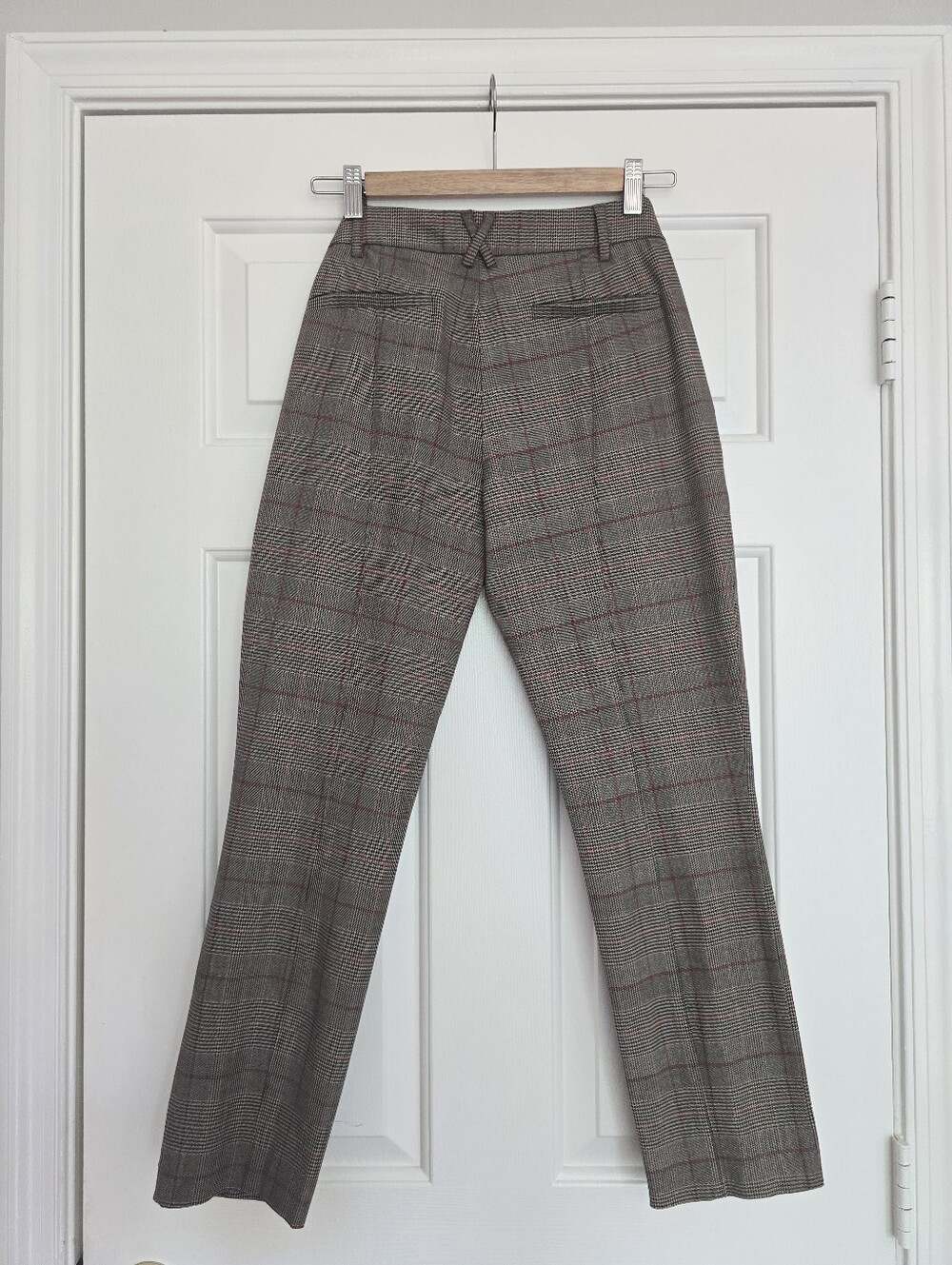 Anthropologie The Essential Collection Brown Plaid Slim Trousers Size 8 - Picture 7 of 12